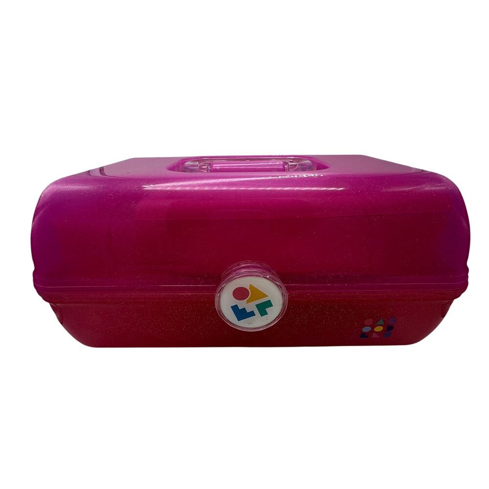 Vintage Caboodles On-The-Go-Girl Makeup Case 5626 Pink Glitter Mirror 90s Retro